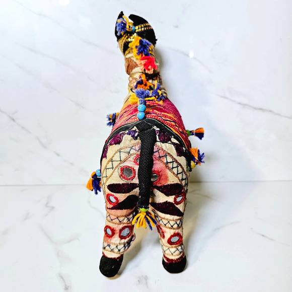 Vintage Mid Century Indian Rajasthani Patchwork Embroidery Folk Art Horse - Picture 7 of 10